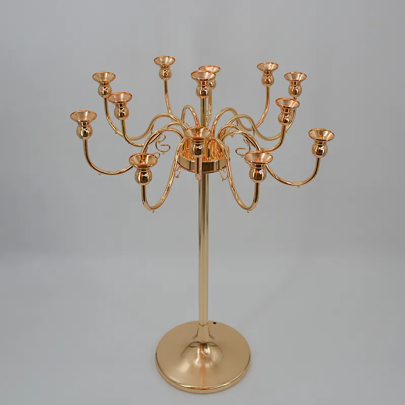 Candelabros de Metal dorado para decoración de fiestas, candelabros de hierro para centros de mesa de boda, 1 Color