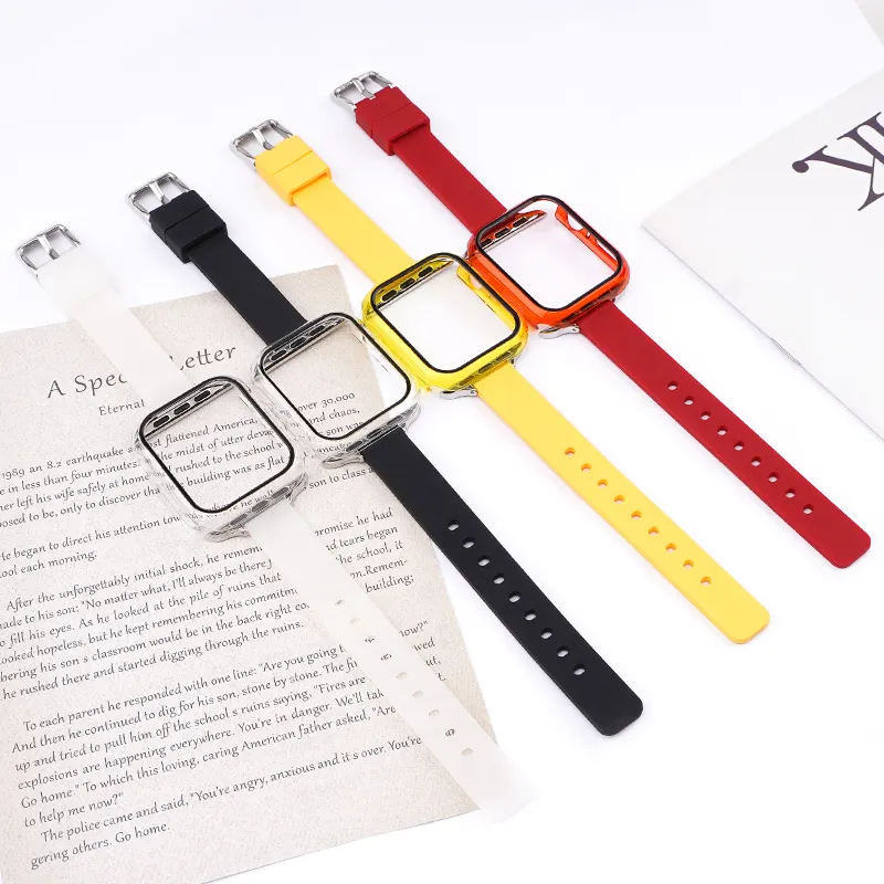 Morandi צבעים דק 14 מ "מ רצועת שעון סיליקון רוחב עבור שעון אפל גומי רצועת שעון חכם עם מגן עבור תפוח