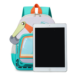 Neuer Kinder-Bagger-Cartoon-Schulrucksack, wasserdicht, kleiner bis mittelgroßer Klassenrucksack für Kleinkinder und Jungen im Kindergarten - Product Image 3