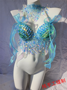Ecowalson, haut de bikini à paillettes sexy en forme de sirène, <span class=keywords><strong>soutien</strong></span>-<span class=keywords><strong>gorge</strong></span> tricoté et table de bar d'aquarium <span class=keywords><strong>pour</strong></span> défilé, costume ou prise de vue en studio - Product Image 3