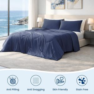 Edredón Refrigerante Tamaño Queen, Mantas Refrigerantes Ligeras Reversibles para Personas que Sienten Calor al Dormir <span class=keywords><strong>y</strong></span> Sudores Nocturnos, Azul Oscuro Queen - Product Image 3