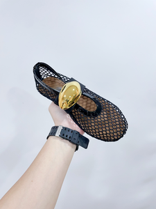 Alaias - Zapatillas de Ballet Retro de Piel de Oveja Tejida con una Sola Tira, Versátiles, de Moda para Mujer, con Diseño Calado - Product Image 4