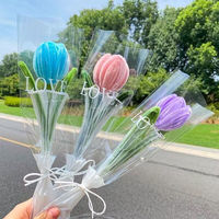 Bouquet de fleurs artificielles en chenille fait main, en forme de tulipes, cadeau d'appréciation pour les enseignants, cadeau d'anniversaire