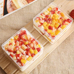 Boîte en plastique rectangulaire transparente pour <span class=keywords><strong>mousse</strong></span>, dessert, bonbons, biscuits, gâteau et tiramisu, pour le stockage des aliments - Product Image 2