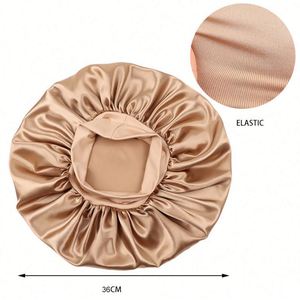 Large Wrap Cap Satin Bonnets Elastic Wide Band Hair Bonnet for Black Women <b>Braids</b> Night Sleeping Caps - Product Image 2