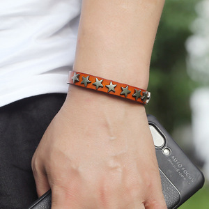 Pulsera Unisex de Cuero Genuino con Pentagrama 2026, Accesorio de Moda Hip-Hop para Club y <span class=keywords><strong>Baile</strong></span> Callejero - Product Image 5