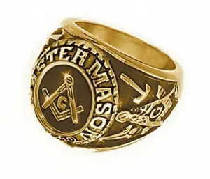 Freemason custom mason gold plated jewelry men masonic rings