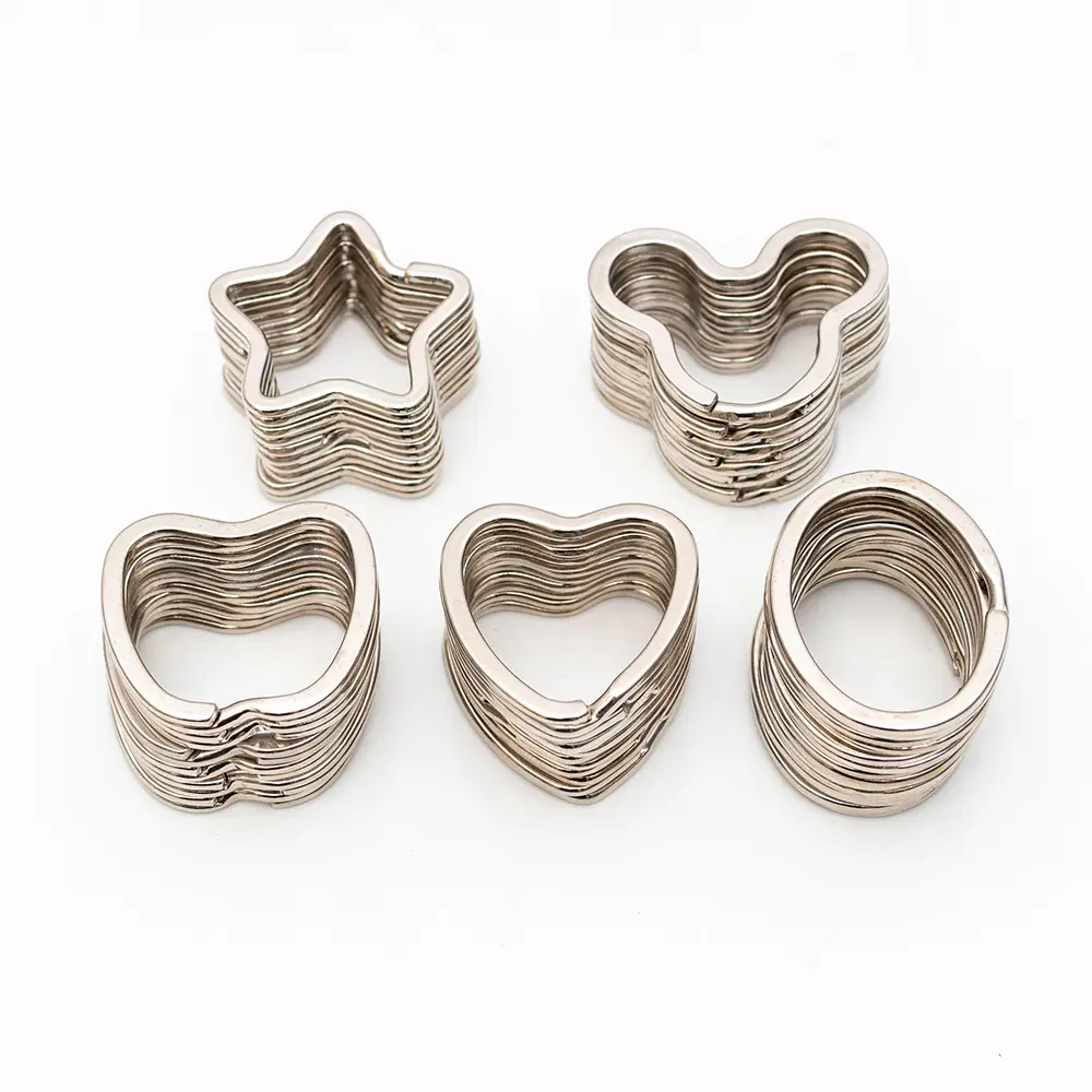 Ferro Split Key Ring Personalizado Irregularmente Em Forma Plana Metal Chaveiro Fábrica Atacado Fantasia Estrela Oval Forma Do Coração