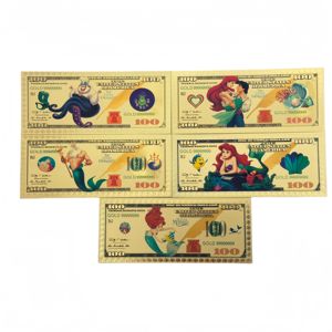 2026 5 Tipos de Billetes de Anime de <span class=keywords><strong>Sirenita</strong></span> de América Bañados en Oro de 24K para Regalos - Product Image 1