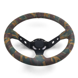 14-Inch 350mm Camouflage Suede Finish Steering Wheel with <b>Horn</b> Button for Racing Off-Road Gaming <b>Car</b> Modifica - Product Image 2