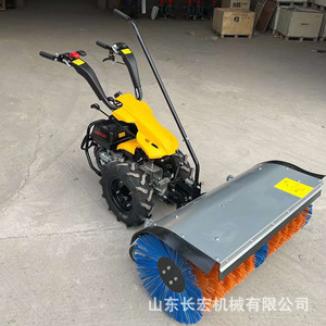 Snow Sweeper Engine <b>Powered</b> Yellow Municipal Road Snow Removal Machine With <b>Brush</b> Attachment - Product Image 3