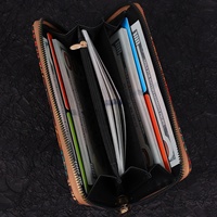 WS05 Bohemia Dompet Wanita Panjang Vintage Motif Bunga PU Dompet Tempat Kartu Perjalanan