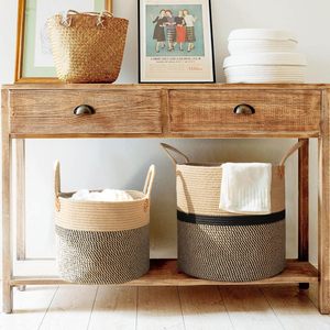 Cubes de rangement Bacs Panier Organisateur Convient aux étagères de rangement 13 "<span class=keywords><strong>X</strong></span> 13" Étagère élégante en corde tissée Panier Rangement de la buanderie - Product Image 5