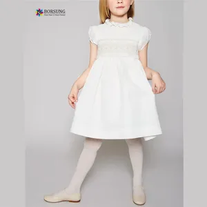 Новинка 2022, модное летнее платье с коротким рукавом и розовыми деталями, белое платье с бантом и цветочным принтом, свадебное платье для девочек