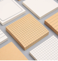 Blocs de Notas Autoadhesivos Personalizados de Papel Kraft, Notas Adhesivas con Cuadrícula Horizontal para Uso Diario, Hojas Sueltas, Regalos Escolares