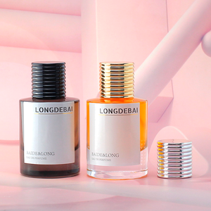 Custom Clear Crimp Cylinder Shape Perfume Spray <b>Bottle</b> 30ml 50ml Luxury Empty Glass Perfume <b>Bottle</b> With Gold Cap - Product Image 4