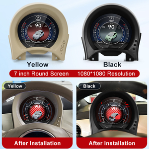 Panel de instrumentos digital para coche con pantalla redonda IPS de 7 pulgadas para Fiat 500 2007-2024, amarillo y negro - Product Image 6