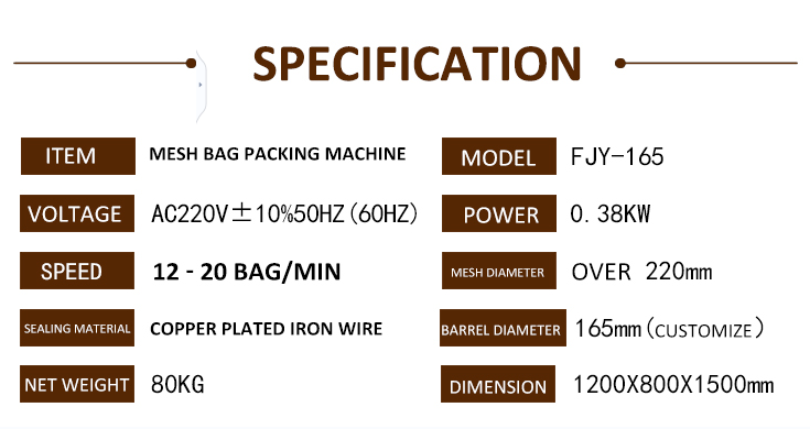 Vendas semiautomáticas de Mesh Bag Packing Machine For das frutas e legumes