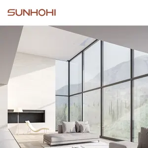 SUNHOHI High quality large glass view structural aluminum frame double insulating glass curtain walls profiles