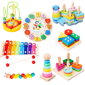 Jouets de développement intellectuel en bois pour bébés, jouets éducatifs Montessori d'apprentissage précoce pour garçons et filles de 1 à 3 <span class=keywords><strong>ans</strong></span> - Product Image 1