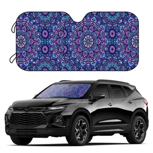 Purple Flowers Car Accessories Windshield Sun Shade with 4 Free Suction Cups for Car Truck SUV Window Shades Auto Car Sun Visor