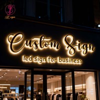 Enseigne LED extérieure étanche personnalisée en métal 3D rétroéclairée pour devanture de magasin, signalétique publicitaire pour commerce
