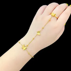 Fashion Link Kettingen Bedeltje Vinger Armband Rvs Vlinder Pedant Hand Ketting Armband Voor Vrouwen Tiener Meisjes