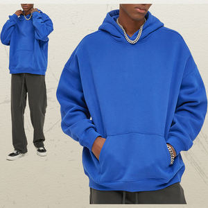 Sudadera con capucha amarilla de talla grande bordada personalizada para gimnasio, sudadera gruesa de felpa francesa con bordado orgánico de poliéster marrón para hombre - Product Image 1