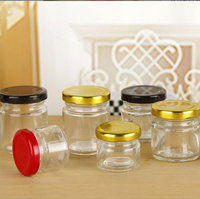 Mini pot en verre rond vide de 25 ml/40 ml/80 ml pour miel, gelée, lait, confiture, sauce, épices avec couvercle en métal - Vente en gros