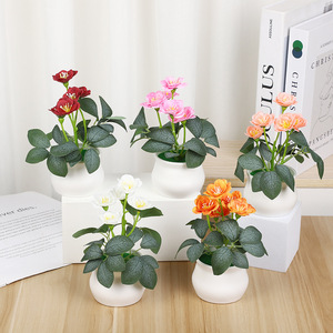 Rose artificielle en pot Yiwu Datuo Florist, 15x18 cm, décoration réaliste pour la maison, le bureau, l'hôtel, le restaurant - Product Image 1