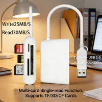 Station d'accueil Type-C blanche RD1017 avec lecteur de carte 3-en-1 (SD2.0) Hub USB 2.0 haute vitesse pour ordinateur portable et téléphone en plastique en stock