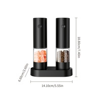 Moulin à sel et poivre électrique, lames en acier inoxydable, rechargeable par USB, réglage de la grosseur, grande capacité, lumière LED, utilisation à une main
