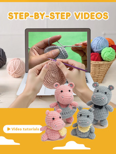 Kit <span class=keywords><strong>de</strong></span> Ganchillo para Principiantes, Kit <span class=keywords><strong>de</strong></span> Ganchillo <span class=keywords><strong>de</strong></span> Familia <span class=keywords><strong>de</strong></span> Hipopótamos, Juego <span class=keywords><strong>de</strong></span> Manualidades con Manual en Inglés, Hilo <span class=keywords><strong>de</strong></span> Ganchillo, Kit <span class=keywords><strong>de</strong></span> Tejido para Regalos - Product Image 6