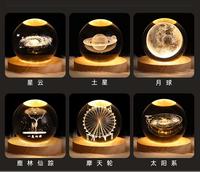 Lampe de table LED 3D en forme de globe terrestre avec boule de cristal et lumière de lune, USB, décoration d'intérieur, cadeau