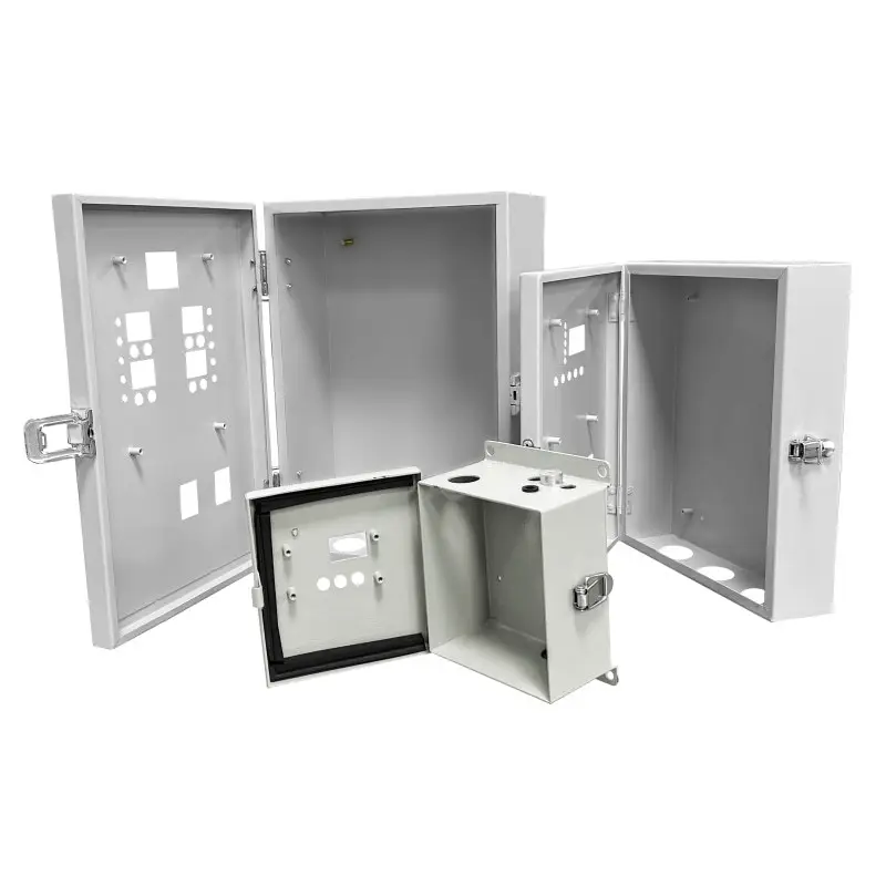 Kotak distribusi listrik aluminium, kotak sambungan logam lembaran bengkok pemotong Laser fabrikasi kustom tahan air