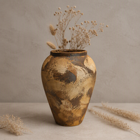 Vase en céramique vintage ARM LVG Wabi-Sabi pour la décoration intérieure, pot en poterie rustique à motifs abstraits, pot en grès fait main, récipient floral