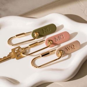 PU Leather Name Tag Keychain Personalized Women Initial Custom Purse Charm Bag Accessory Monogram Gift Letterpress - Product Image 4