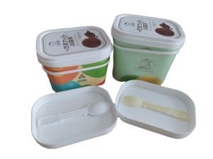 200ml 300ml 450ml Kem sữa chua <span class=keywords><strong>Container</strong></span> hình bầu dục kem với nắp - Product Image 4