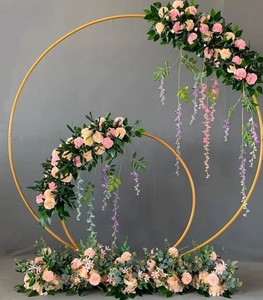 6.6ft Accessoires <span class=keywords><strong>De</strong></span> Mariage <span class=keywords><strong>Blanc</strong></span> <span class=keywords><strong>Or</strong></span> Cerceau Métallique <span class=keywords><strong>Ballon</strong></span> Cercle Boucle Fleur Arc avec Support Décoration Maison Fête - Product Image 3