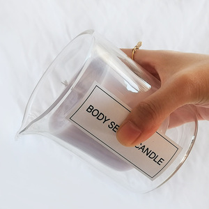 Luxury Crystal Glass Heat Resistant Empty Double Glass Candle Jar With Pouring Spout