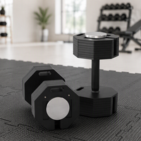 Haltère octogonal à clipser 3-en-1, en acier massif, avec augmentation de 2 kg, extensible jusqu'à 102 kg, qualité supérieure pour entraînement complet du corps