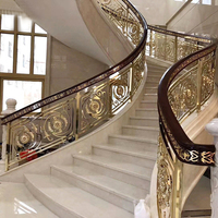 Garde-corps d'intérieur en laiton couleur métal aluminium escalier conception moderne de luxe plaqué or garde-corps d'escalier en fer forgé