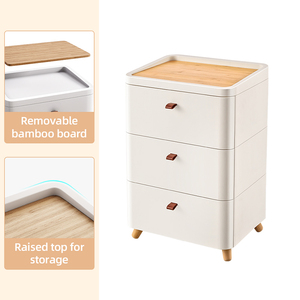 Đa chức năng <span class=keywords><strong>Stackable</strong></span> nhựa ngăn kéo tủ lưu trữ cho phòng ngủ & phòng khách với tay cầm bằng da và bảng điều khiển bằng gỗ hàng đầu - Product Image 5