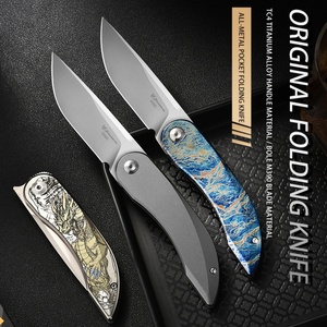 Couteau Pliant Titane EDC - Lame Scalpel Acier Carbone - Poche Camping - NEUF