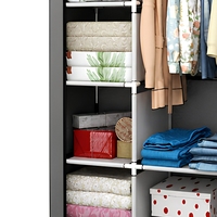 Armoire Portable Pliable Simple 105cm avec Deux Barres de Suspension Simples, Cadre en Acier Galvanisé, Housse à Fermeture Éclair, Montage Sans Outil