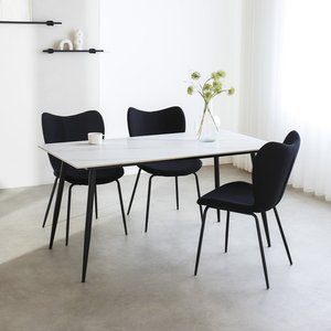 Hiện Đại Sang Trọng Hình Chữ Nhật Giả Đá Trắng Granite Top Kim Loại Thép Không Gỉ Nhà Bếp Bàn Ăn Cho Phòng Ăn - Product Image 2