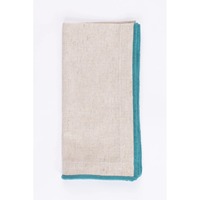 Serviettes de table en coton pur naturel, bordure colorée brodée, ourlet festonné, lavées à la main, écologiques, durables, modernes, carrées 40x40cm