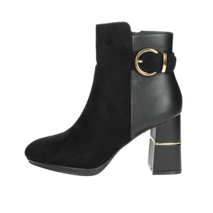 Stivaletti neri classici da donna con tacco 5cm con chiusura a Zip superiore in pelle sintetica a punta altezza aumento-8354-24 - Product Image 1