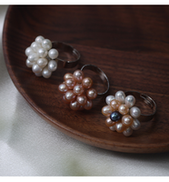 Bague en perles d'eau douce naturelles, design ajustable avec perles de riz, bijou promotionnel pour diffusion en direct, en stock, vente en gros