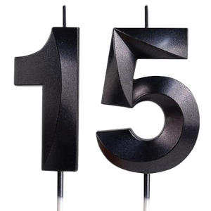 เทียนพาราฟินสำหรับปาร์ตี้วันเกิดสร้างแบบจำลองด้วยเม็ดเพชรสีดำโอเปร่า - Product Image 1